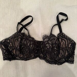 Victoria's Secret Black Lace Dream Angels Push Up without Padding Bra 36D